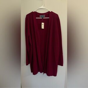 Karen Scott Open-Front Merlot Knit Cardigan size 2X